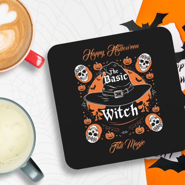 Retro Custom Autumn Theme Spooky Witch Hat Coaster (Creator Uploaded)