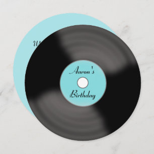 Retro Custom Birthday Vinyl Record Invitations