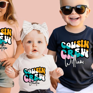 Retro Custom Cousin Crew Add your Name Black T-Shirt