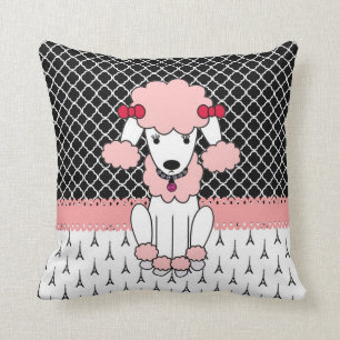 Retro custom girly diva pink Paris Poodle Cushion