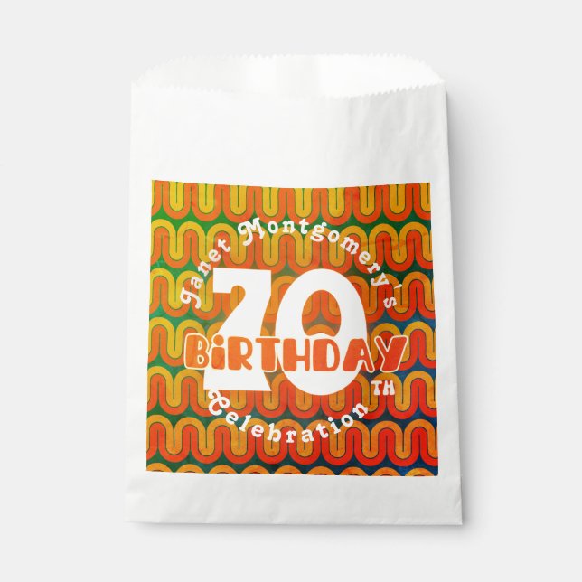 Retro Custom Hippie Psychedelic 70th Birthday  Favour Bag (Front)