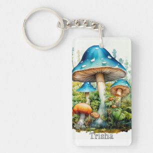 Retro Custom Monogram Psychedelic Mushroom Key Ring