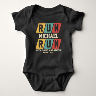 Retro Custom Name Marathon Support Baby Bodysuit