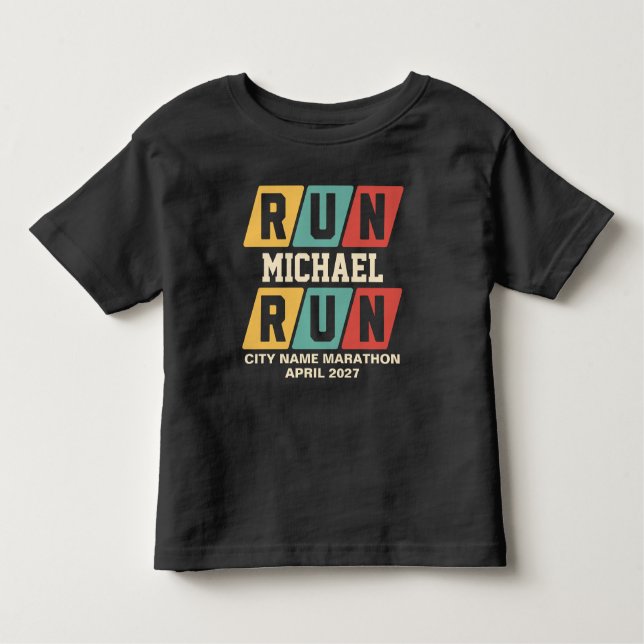 Retro Custom Name Marathon Support Toddler T-Shirt (Front)