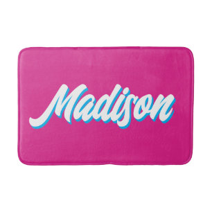 Retro Custom Name Personalised Groovy College Gift Bath Mat