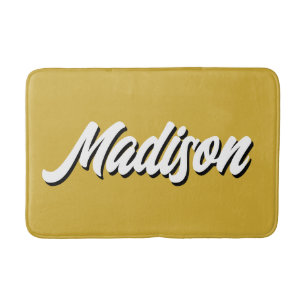 Retro Custom Name Personalised Groovy College Gift Bath Mat