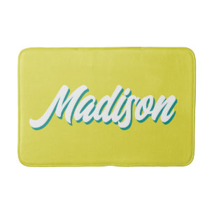 Retro Custom Name Personalised Groovy College Gift Bath Mat