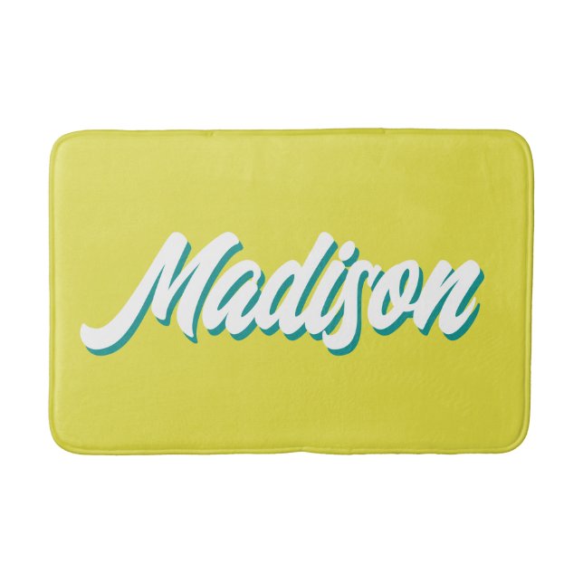 Retro Custom Name Personalised Groovy College Gift Bath Mat (Front)