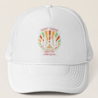 Retro customisable family camping, add name trucker hat