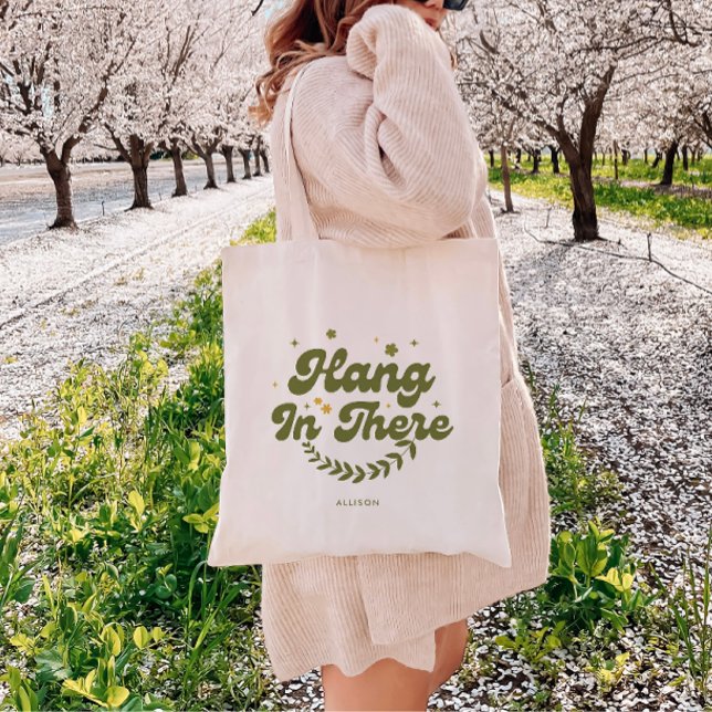 Retro Customisable 'Hang in There' Positivity Tote Bag (Creator Uploaded)