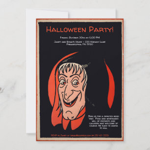 Retro Customisable Witch Invitation