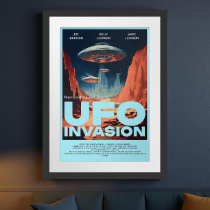 Retro Customised Sci Fi UFO Movie Poster
