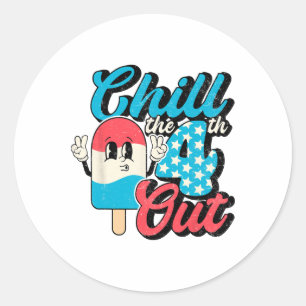 Retro Cute 4th Of July Ice Cream Chill The 4th Out Classic Round Sticker
