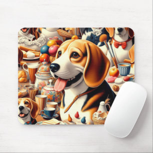 Retro Cute Beagle Illustration Mouse Pad