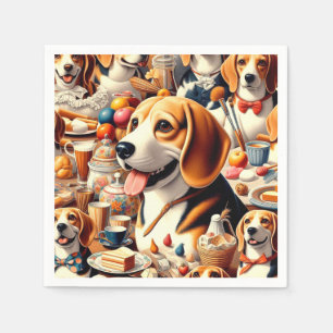 Retro Cute Beagle Illustration Napkin