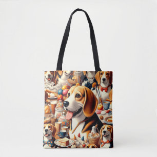Retro Cute Beagle Illustration Tote Bag