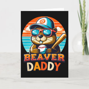 Retro Cute Beaver Daddy Bysebyll Vintage Animal Sp Card