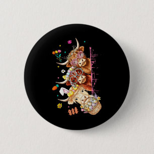 Retro Cute Bunny Easter Day Cow Lover Spring Seaso 6 Cm Round Badge