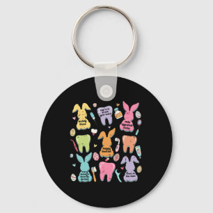 Retro Cute Bunny Teeth Dental Squad Funny Dentist Key Ring