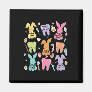 Retro Cute Bunny Teeth Dental Squad Funny Dentist Magnet