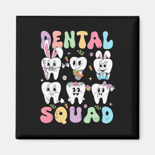 Retro Cute Bunny Teeth Funny Dentist Easter Day De Magnet