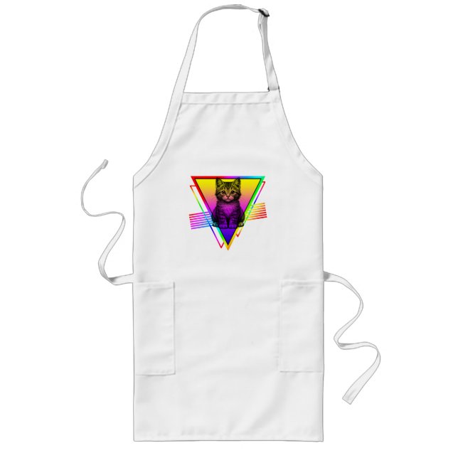 Retro Cute Cat Long Apron (Front)
