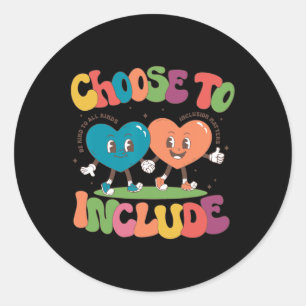 Retro Cute Choose To Include Neurodiversity Autism Classic Round Sticker