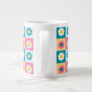 Retro Cute colorful Pastel Flowers Pattern  Large Coffee Mug