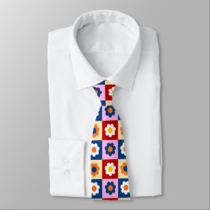 Retro Cute colorful Pastel Flowers Pattern  Tie