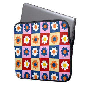 Retro Cute colourful Flowers Pattern Laptop Sleeve