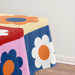 Retro Cute colourful Flowers Pattern Tablecloth