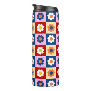 Retro Cute colourful Flowers Pattern Thermal Tumbler
