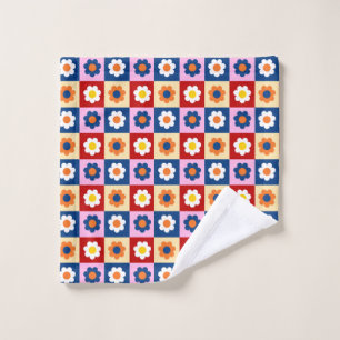 Retro Cute colourful Flowers Pattern  Wash Cloth