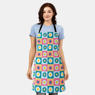 Retro Cute colourful Pastel Flowers Pattern  Apron