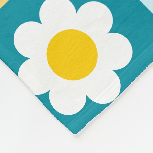 Retro Cute colourful Pastel Flowers Pattern  Fleece Blanket (Corner)