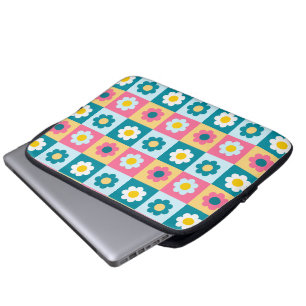 Retro Cute colourful Pastel Flowers Pattern Laptop Sleeve