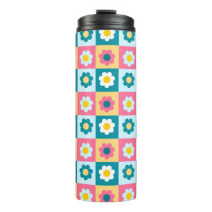 Retro Cute colourful Pastel Flowers Pattern  Thermal Tumbler