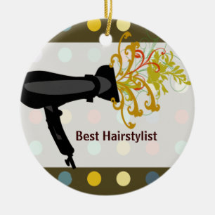 Retro Cute Colourful Salon Hair Stylist Ceramic Ornament