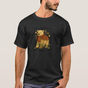 Retro Cute Coquette Polar Bear Patchwork Christmas T-Shirt