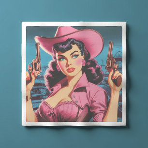 Retro Cute Cowgirl Napkin