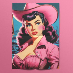Retro Cute Cowgirl Tissue Paper