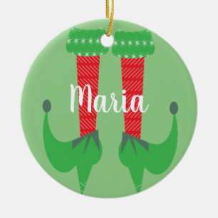 Retro Cute Elf Feet Heels Christmas Present Ceramic Ornament