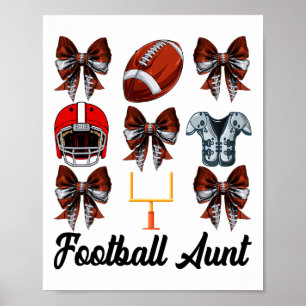 Retro Cute Footll Aunt Bow Footll Mum Mothers Day Poster