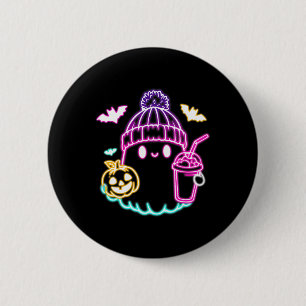 Retro Cute Ghost Coffee Drinking Spooky Halloween 6 Cm Round Badge