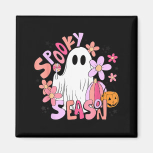 Retro Cute Ghost Spooky Season Funny Halloween Magnet