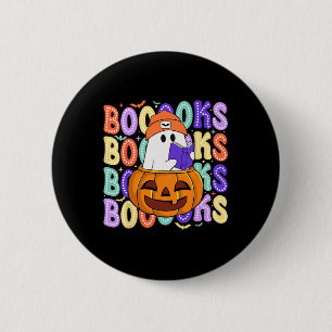 Retro Cute Ghost Teacher Halloween Librarian Read  6 Cm Round Badge