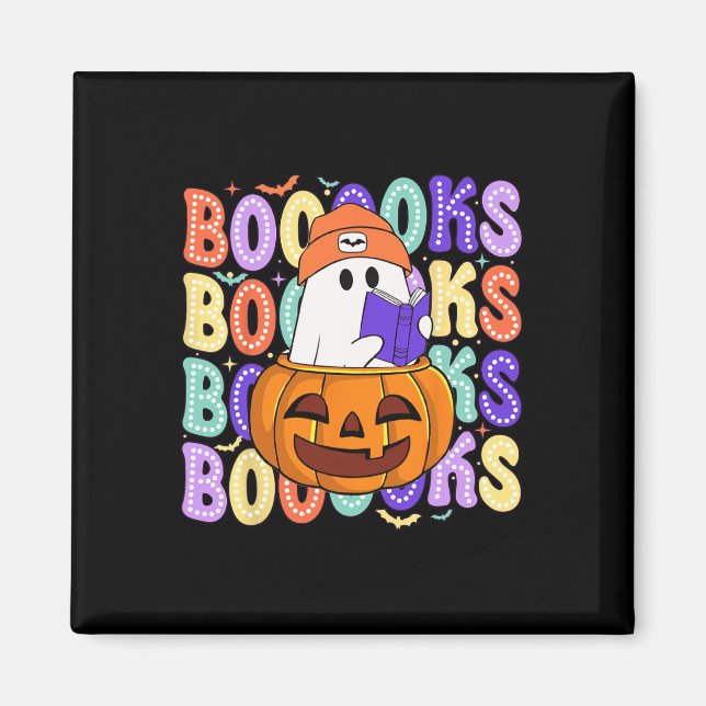 Retro Cute Ghost Teacher Halloween Librarian Read  Magnet (Front)