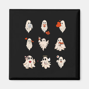 Retro Cute Ghost Valentines Day Women Men Kids Magnet