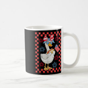 Retro Cute Girl 4th Of July Goose Hot Dog Independ Coffee Mug