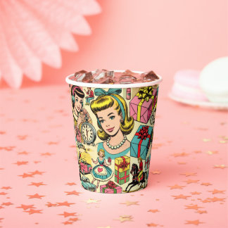 Retro Cute Girly Comics Paper Cups